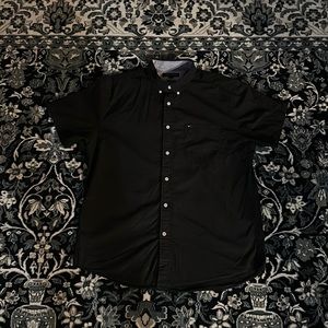 Black Tommy Hilfiger Classic Fit Button-Up Short Sleeve Dress Shirt